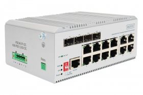 DIGITUS Industrial 8+4 L2 managed Gigabit Ethernet Switch 8 Port GEE RJ45, 4 Port GE SFP (DN-651145)