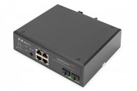 DIGITUS Industrial Gigabit Ethernet PoE+ Switch 4-port PoE + 2-port SFP, 802.3at, DIN rail (DN-651109)