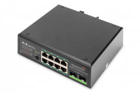 DIGITUS Industrial Gigabit Ethernet PoE+ Switch 8-port PoE + 2-port SFP, 802.3at, DIN rail (DN-651110)