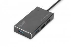 DIGITUS USB 3.0 Hub, 4-port Incl. 5V/2A power supply, Aluminium housing (DA-70240-1)