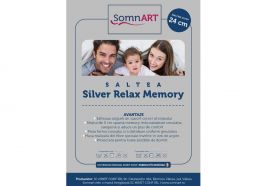 Saltea cu memorie Somnart Silver Relax 160x200, înălțime 24 cm, husă cu ioni de argint, cu mânere, fermitate medie