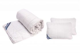 Set pilota 180x200 cm, 300 g si 2 perne 50x70 cm Somnart, microfibra matlasata, cu fibre de carbon
