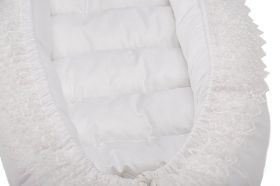 Pozitionator SomnArt baby nest, 94x60cm, cu dantela, alb