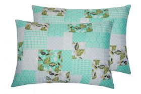 Set pilota primavara/vara si 2 perne Viseo Green Flowers SomnART, microfibra, 150 g/mp, 180x200 cm + 50x70 cm