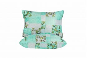 Pachet 1 Pilota matlasata Ultrasleep Green Flowers, 200x220 cm + 2 Perne microfibra Ultrasleep Green Flowers, 50x70 cm