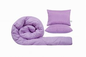 Set SomnART gama Coral, Pilota 200x220 cm si 2 perne 50x70 cm Orchid