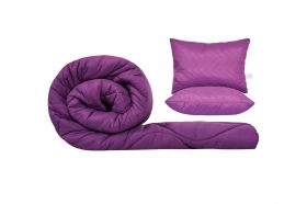 Set SomnART gama Coral, Pilota 200x220 cm si 2 perne 50x70 cm Purple Orchid