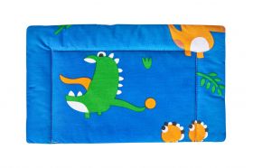 Lenjerie patut bebe, SomnART, cearceaf pat 60x120x10 cu elastic, cearceaf pilota 80x110, perna joasa 20x35, Dinozauri