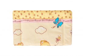 Lenjerie patut bebe, SomnART, cearceaf pat 60x120x10 cu elastic, cearceaf pilota 80x110, perna joasa 20x35, Honey