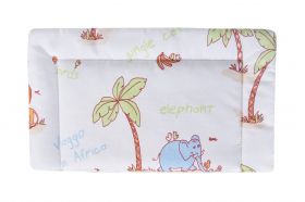 Lenjerie patut bebe, SomnART, cearceaf pat 60x120x10 cu elastic, cearceaf pilota 80x110, perna joasa 20x35, Jungle