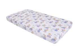 Lenjerie patut bebe, SomnART, cearceaf pat 60x120x10 cu elastic, cearceaf pilota 80x110, perna joasa 20x35, Ursuleti