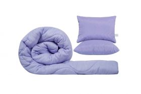 Pachet 1 Set SomnART gama Coral, Pilota 200x220 cm si 2 perne 50x70 cm + Cuvertura Microfibra, 210x240, Lavander