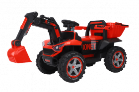 Excavator + bascula electrica Kinderauto Bonet 60W 12V, Telecomanda, culoare Rosie