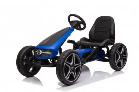 Kinderauto GO Kart cu pedale de la Mercedes, roti cauciuc solid, scaun reglabil, centura de siguranta Albastru