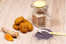BISCUITI VEGANI CU TURMERIC SI PSYLLIUM fara zahar – 150g - Hiper Ambrozia