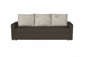 Canapea extensibila Firenze Dark Chocolate Daisies Flower 218x85x85 cm, cu lada de depozitare