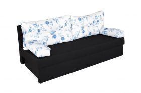 Canapea extensibila Alfi Anthracite 192x80x77 cm cu lada de depozitare, Blue Anemone