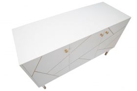 Comoda cu 3 usi Luxy, Mauro Ferretti, 120 x 45 x 75 cm, lemn de pin/fier, alb/auriu