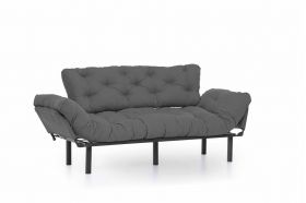 Canapea extensibila Nitta Triple, Futon, 3 locuri, 225x70 cm, metal, gri