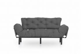 Canapea extensibila Nitta Triple, Futon, 3 locuri, 225x70 cm, metal, gri