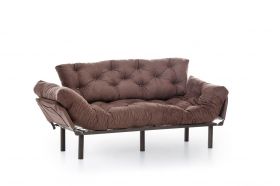 Canapea extensibila Nitta Triple, Futon, 3 locuri, 225x70 cm, metal, maro