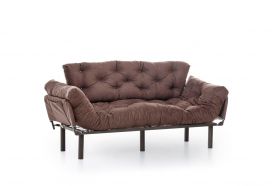 Canapea extensibila Nitta Triple, Futon, 3 locuri, 225x70 cm, metal, maro