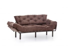 Canapea extensibila Nitta Triple, Futon, 3 locuri, 225x70 cm, metal, maro