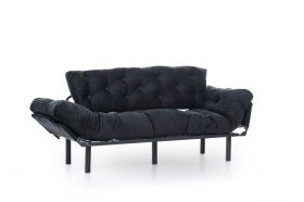 Canapea extensibila Nitta Triple, Futon, 3 locuri, 225x70 cm, metal, negru