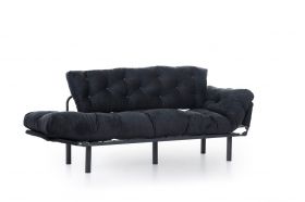 Canapea extensibila Nitta Triple, Futon, 3 locuri, 225x70 cm, metal, negru