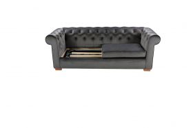 Canapea extensibila Oxford Chesterfield, 88x216x75 cm, 3 locuri, Antracit