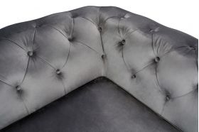 Canapea extensibila Oxford Chesterfield, 88x216x75 cm, 3 locuri, Antracit