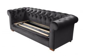 Canapea extensibila Oxford Chesterfield, 88x216x75 cm, 3 locuri, Graphite