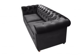 Canapea extensibila Oxford Chesterfield, 88x216x75 cm, 3 locuri, Graphite