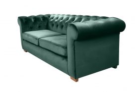 Canapea extensibila Oxford Chesterfield, 88x216x75 cm, 3 locuri, Green