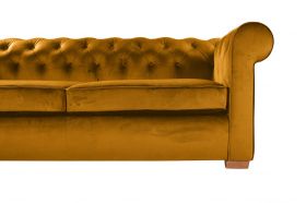 Canapea extensibila Oxford Chesterfield, 88x216x75 cm, 3 locuri, Mustard