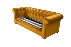 Canapea extensibila Oxford Chesterfield, 88x216x75 cm, 3 locuri, Mustard