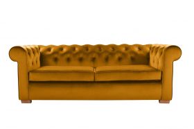 Canapea extensibila Oxford Chesterfield, 88x216x75 cm, 3 locuri, Mustard