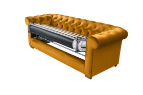 Canapea extensibila Oxford Chesterfield, 88x216x75 cm, 3 locuri, Mustard