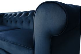 Canapea extensibila Oxford Chesterfield, 88x216x75 cm, 3 locuri, Dark Blue