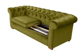 Canapea extensibila Oxford Chesterfield, 88x216x75 cm, 3 locuri, Olive