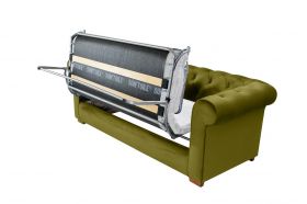 Canapea extensibila Oxford Chesterfield, 88x216x75 cm, 3 locuri, Olive