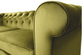 Canapea extensibila Oxford Chesterfield, 88x216x75 cm, 3 locuri, Olive