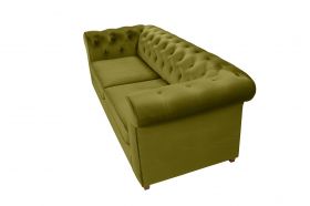 Canapea extensibila Oxford Chesterfield, 88x216x75 cm, 3 locuri, Olive