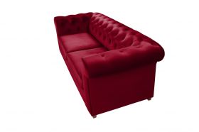 Canapea extensibila Oxford Chesterfield, 88x216x75 cm, 3 locuri, Red