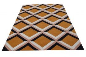 Covor Combs Bedora, 80x150 cm, 100% lana, multicolor, finisat manual