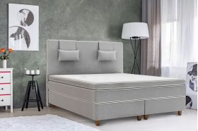 Pat matrimonial, Luxury Stockholm, 180x200 cm, saltea tip Pocket, topper memory, Gri