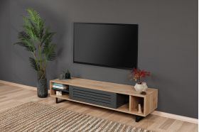 Comoda TV Safir, Puqa Design, 160x35x40 cm, maro/antracit