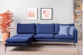 Coltar Reya Corner, Futon, 275x190x90 cm, metal, bleumarin