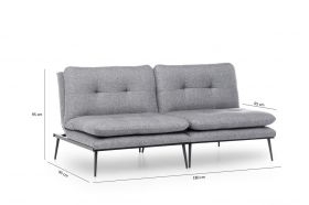 Canapea extensibila Martin Sofabed, Futon, 3 locuri, 180x130 cm, metal, gri