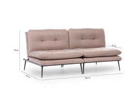 Canapea extensibila Martin Sofabed, Futon, 3 locuri, 180x130 cm, metal, mink